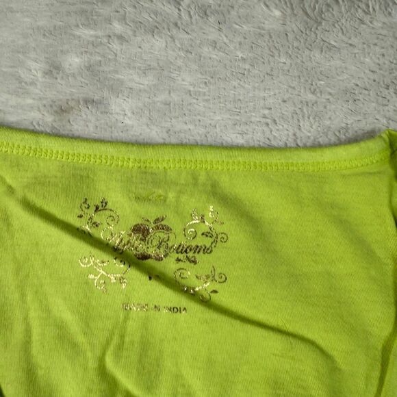 Vintage Y2K Apple Bottoms NWT Rhinestone Graffiti Women’s Scrunch Neon Shirt - Picture 5 of 7